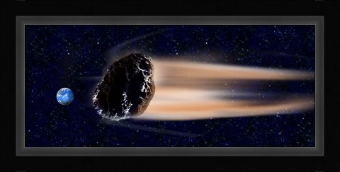 Framed Meteor coming at earth Print