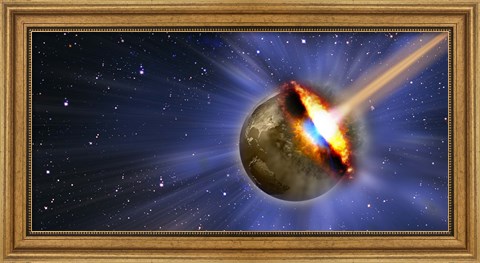 Framed Comet hitting earth Print