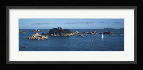 Framed Castle at the coast, Costaeres Castle, Cote de Granit Rose, Ploumanach, Perros-Guirec, Cotes-D'Armor, Brittany, France Print