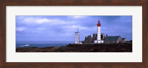 Framed Lighthouse on the coast, Saint Mathieu Lighthouse, Finistere, Brittany, France Print