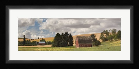 Framed Old barn under cloudy sky, Palouse, Washington State, USA Print