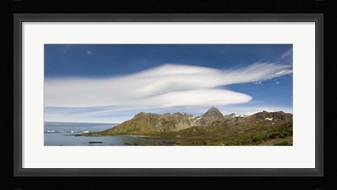 Framed Lenticular clouds forming over Cooper Bay, South Georgia Island Print