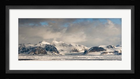 Framed Ice floes and storm clouds in the high arctic, Spitsbergen, Svalbard Islands, Norway Print