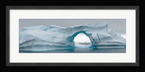 Framed Blue iceberg with hole, Antarctica Print