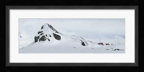Framed Snow covered mountain, Half Moon Island Print