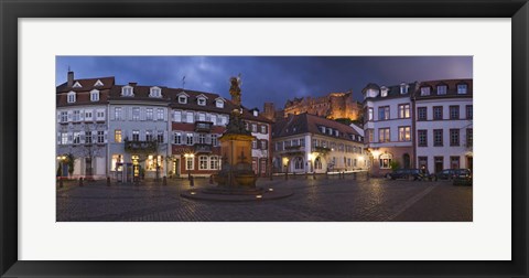 Framed Castle in town square at dusk, Kornmarkt, Baden-Wurttemberg, Germany Print