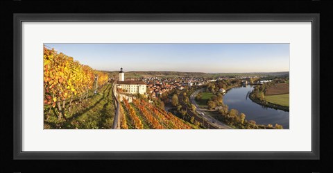 Framed Vineyards around a castle, Horneck Castle, Gundelsheim, Baden-Wurttemberg, Germany Print