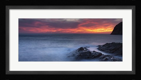 Framed Coast at sunset, L'ile-Rousse, Haute-Corse, Corsica, France Print