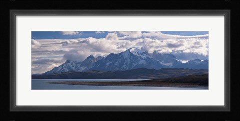 Framed Snow covered mountain range, Torres Del Paine, Torres Del Paine National Park, Chile Print