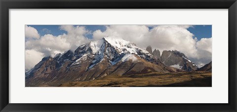 Framed Clouds over snowcapped mountains, Towers of Paine, Mt Almirante Nieto, Torres Del Paine National Park, Chile Print