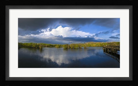 Framed Reflection of clouds in a lake, Everglades National Park, Florida, USA Print