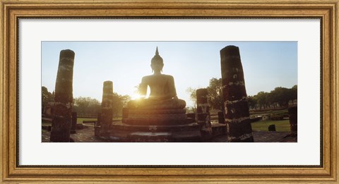 Framed Statue of Buddha at sunset, Sukhothai Historical Park, Sukhothai, Thailand Print
