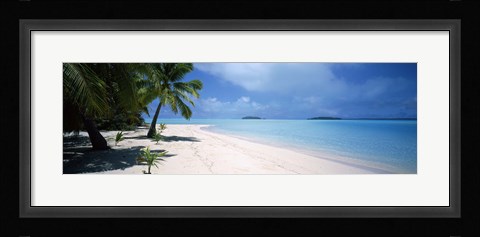 Framed Palm trees on the beach, Tapuaetai, Aitutaki, Cook Islands Print