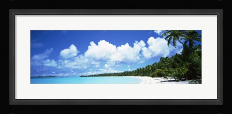 Framed Clouds over an island, Akaiami, Aitutaki, Cook Islands Print
