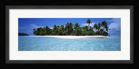 Framed Tapuaetai Motu from the Lagoon, Aitutaki, Cook Islands Print