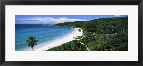 Framed High angle view of Grand Anse Beach, La Digue Island, Seychelles Print