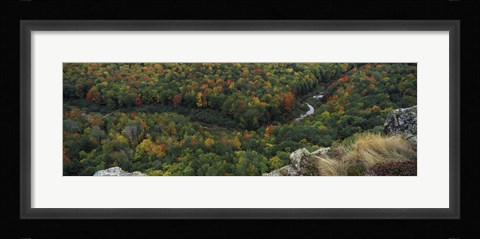 Framed Fall colors on mountains near Lake of the Clouds, Ontonagon County, Upper Peninsula, Michigan, USA Print