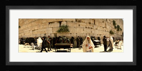 Framed People praying in front of the Wailing Wall, Jerusalem, Israel Print