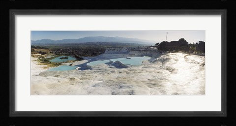 Framed Hot springs and Travertine Pool with Cloudy Sky, Pamukkale, Turkey Print