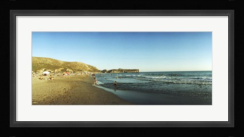Framed Tourists swimming in the Mediterranean at Patara beach, Patara, Antalya Province, Turkey Print