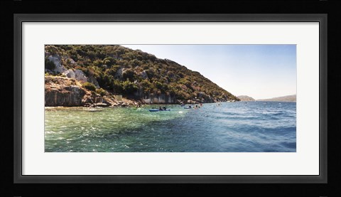 Framed People kayaking in the Mediterranean sea, Sunken City, Kekova, Antalya Province, Turkey Print