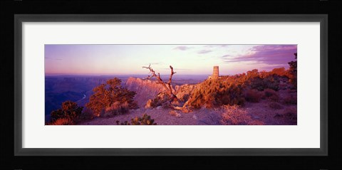 Framed Rock formations with a river, Desert View Watchtower, Desert Point, Grand Canyon National Park, Arizona Print