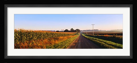 Framed Road Along Rural Cornfield, Illinois, USA Print