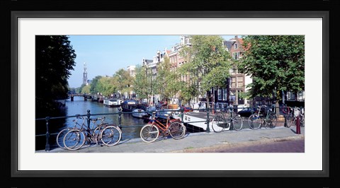 Framed Netherlands, Amsterdam, bicycles Print