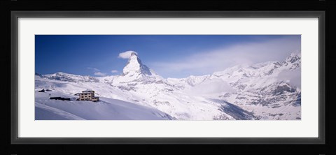 Framed Hotel on a polar landscape, Matterhorn, Zermatt, Switzerland Print