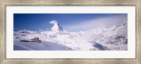 Framed Hotel on a polar landscape, Matterhorn, Zermatt, Switzerland Print