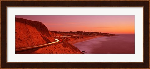 Framed Pacific Coast Highway At Sunset, California, USA Print