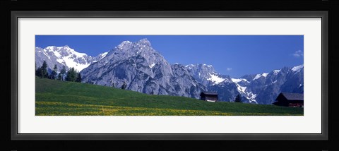 Framed Field Of Wildflowers With Majestic Mountain Backdrop, Karwendel Mountains, Austria Print