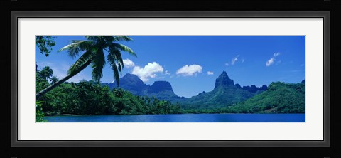 Framed Lush Foliage And Rock Formations, Moorea Island, Tahiti Print