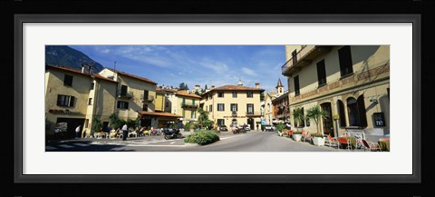 Framed Tourists Sitting At An Outdoor Cafe, Menaggio, Italy Print
