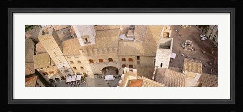 Framed High angle view of houses, San Gimignano, Tuscany, Italy Print