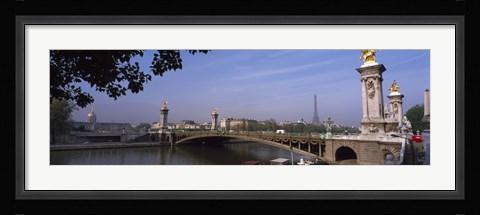 Framed Bridge across a river with the Eiffel Tower in the background, Pont Alexandre III, Seine River, Paris, Ile-de-France, France Print