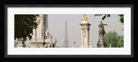 Framed Low angle view of a statue, Alexandre III Bridge, Eiffel Tower, Paris, France Print
