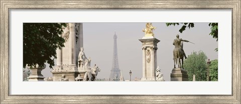 Framed Low angle view of a statue, Alexandre III Bridge, Eiffel Tower, Paris, France Print
