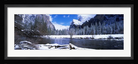 Framed USA, California, Yosemite National Park, Flowing river in the winter Print