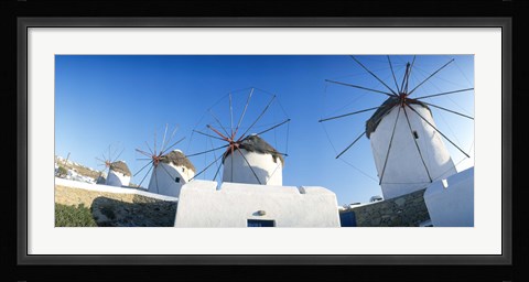 Framed Windmills Santorini Island Greece Print