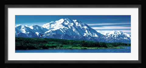 Framed Snow covered mountain in Denali National Park AK Print