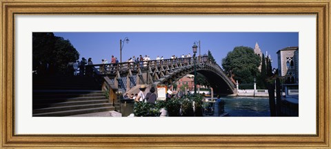 Framed Tourists on a bridge, Accademia Bridge, Grand Canal, Venice, Veneto, Italy Print