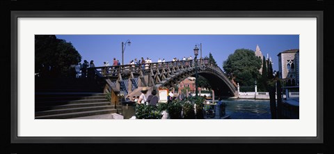 Framed Tourists on a bridge, Accademia Bridge, Grand Canal, Venice, Veneto, Italy Print