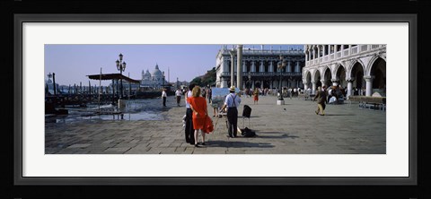 Framed Tourists at a town square, St. Mark's Square, Venice, Veneto, Italy Print