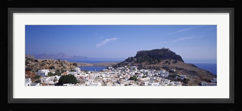 Framed Houses on an island, Lindos, Rhode Island, Dodecanese, Greece Print