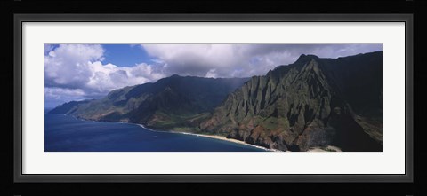 Framed Aerial view of the coast, Na Pali Coast, Kauai, Hawaii, USA Print