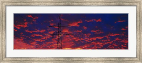 Framed Power lines at sunset Germany Print
