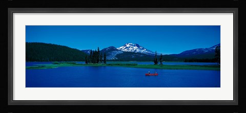 Framed South Sister canoeing Sparks Lake OR USA Print