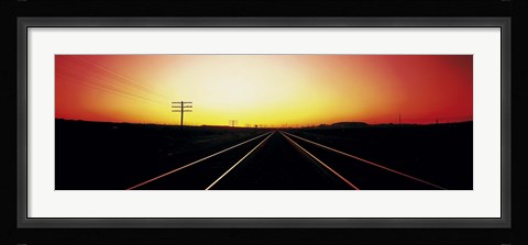 Framed Santa Fe Railroad Tracks, Daggett, California, USA Print