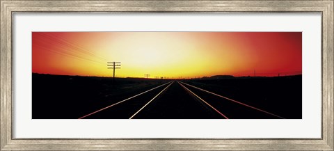 Framed Santa Fe Railroad Tracks, Daggett, California, USA Print